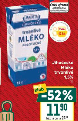 Mléko trvanlivé Jihočeské Madeta - 1,5% polotučné