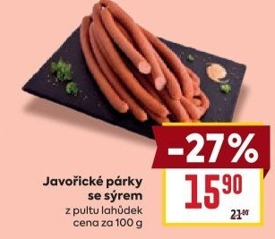 Párky Javořické se sýrem Kostelecké uzeniny