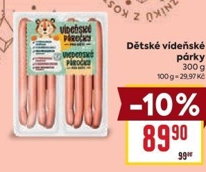 Párky vídeňské poctivé dětské Kostelecké uzeniny