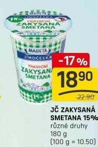 Smetana zakysaná Jihočeská Madeta 15%