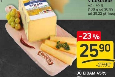 Sýr Eidam Jihočeský 45% Madeta