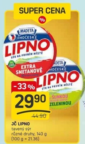 Tavený sýr Jihočeské Lipno Madeta