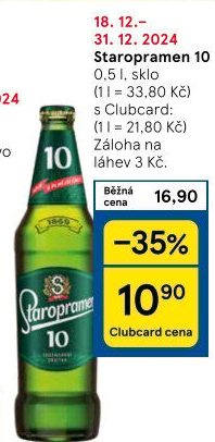Pivo světlé výčepní 10° Staropramen