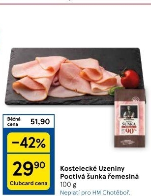 Šunka poctivá řemeslná nejvyšší jakosti Kostelecké uzeniny