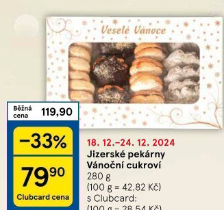 Vánoční cukroví Jizerské pekárny