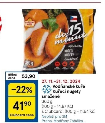 Nugetky kuřecí smažené mražené Vodňanské kuře