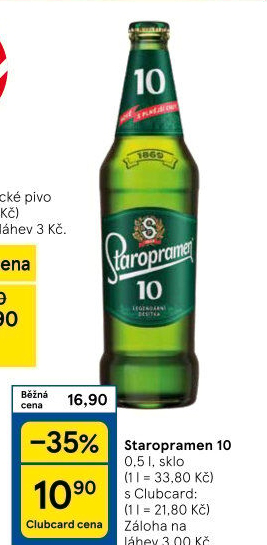 Pivo světlé výčepní 10° Staropramen