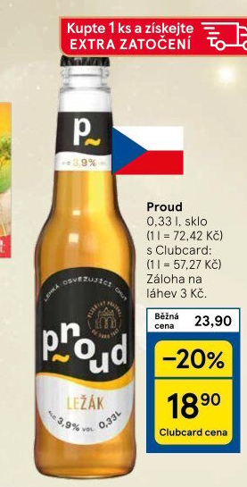 Pivo světlý ležák Proud