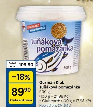 Tuňáková pomazánka Gurmán Klub