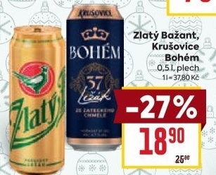 Pivo světlý ležák 12° Zlatý Bažant