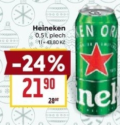 Pivo světlý ležák Heineken