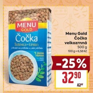 Čočka velkozrnná Menu Gold