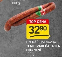 Čabajka tradiční Temesvari Uzenářství Vávra