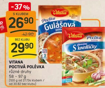 Instantní polévky Poctivá polévka Vitana