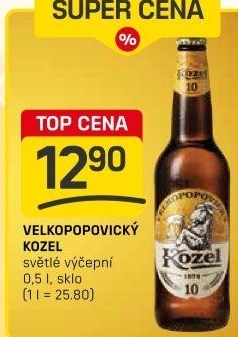 Pivo světlé výčepní 10°Velkopopovický Kozel