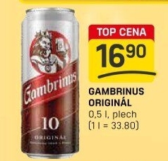 Pivo světlé výčepní Originál 10° Gambrinus