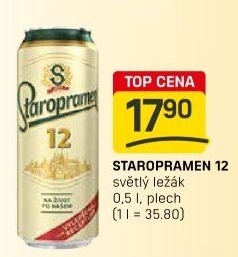 Pivo světlý ležák 12° Staropramen