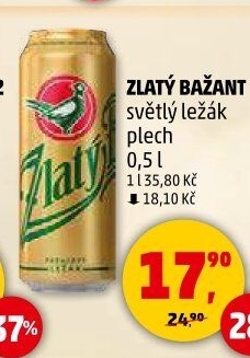 Pivo světlý ležák 12° Zlatý Bažant