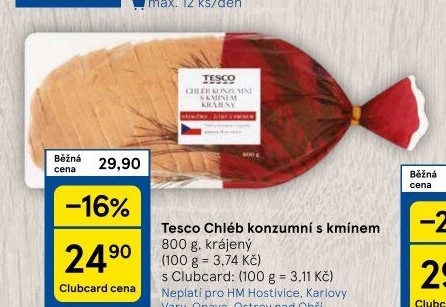 Chléb konzumní kmínový Tesco