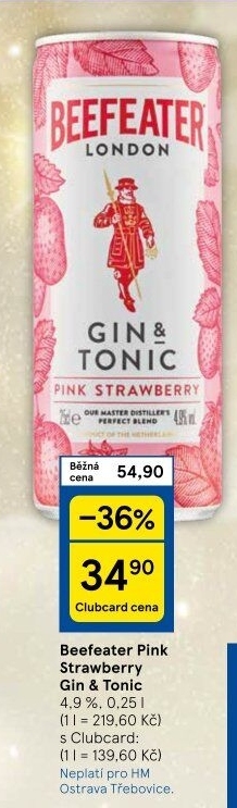 Míchaný nápoj Beefeater Pink Gin a Tonic