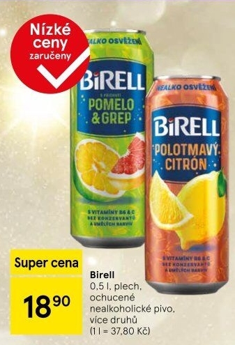 Nealkoholické pivo ochucené Birell