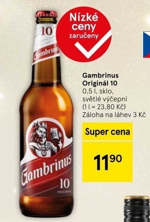 Pivo světlé výčepní Originál 10° Gambrinus