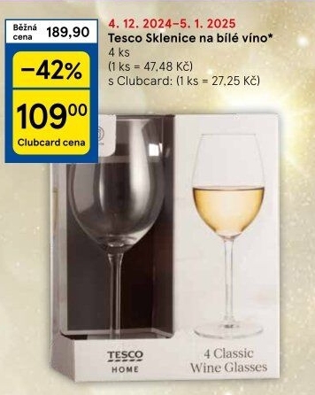 Sklenice na bílé víno Tesco