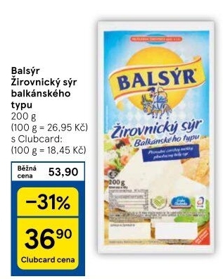 Sýr Balsýr Mlékárna Žirovnice