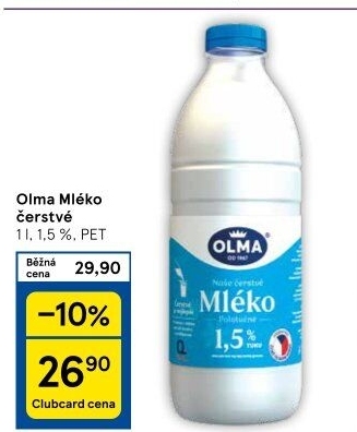 Mléko čerstvé Olma - 1,5% polotučné