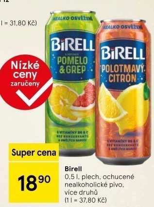 Nealkoholické pivo ochucené Birell