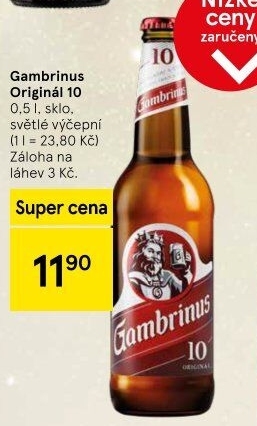 Pivo světlé výčepní Originál 10° Gambrinus