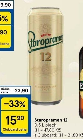 Pivo světlý ležák 12° Staropramen
