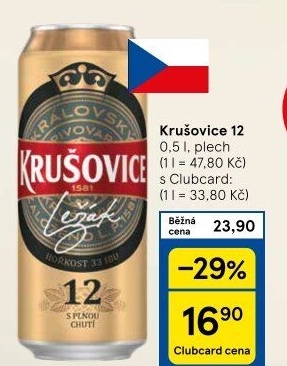 Pivo světlý ležák Královský 12° Krušovice