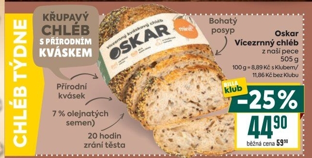 Chléb kváskový vícezrnný Oskar Minit