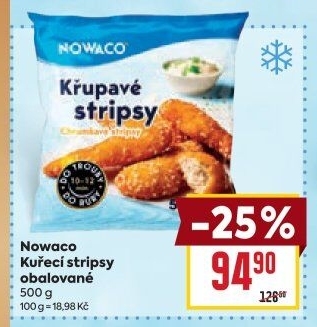 Kuřecí stripsy mražené Nowaco