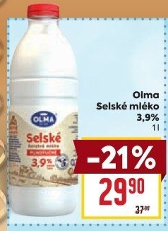 Mléko čerstvé selské Olma - 3,9% plnotučné