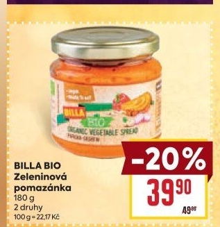 Pomazánka veganská Bio Billa