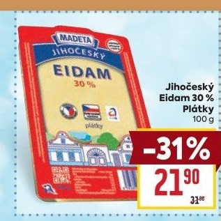 Sýr Eidam Jihočeský 30% Madeta