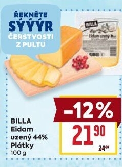 Sýr Eidam uzený 44% Billa