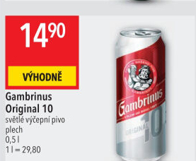 Pivo světlé výčepní Originál 10° Gambrinus