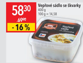 Vepřové sádlo se škvarky Maso Jičín