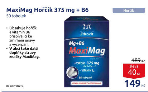 Doplněk stravy Hořčík + B6 MaxiMag Zdrovit