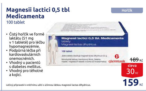Doplněk stravy Magnesii lactici 0,5 Glenmark