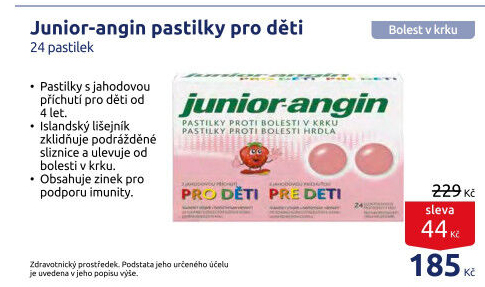 Pastilky proti bolesti v krku Junior Angin