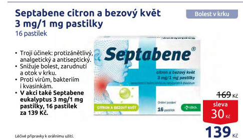 Pastilky proti bolesti v krku Septabene