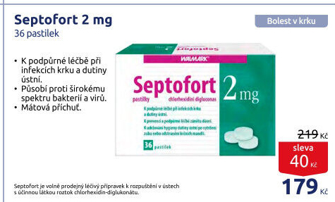 Pastilky proti bolesti v krku Septofort