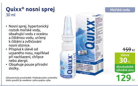 Sprej nosní hypertonický Quixx