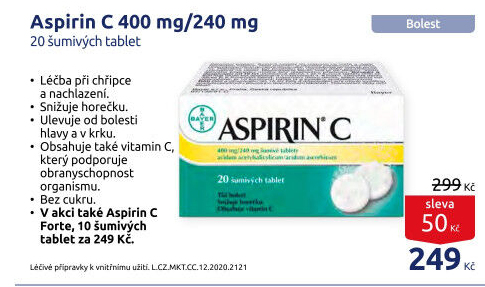 Šumivé tablety proti chřipce a nachlazení Aspirin C Bayer