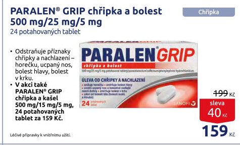 Tablety chřipka a bolest Grip Paralen