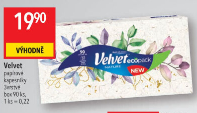 Papírové kapesníčky 3vrstvé Velvet - box